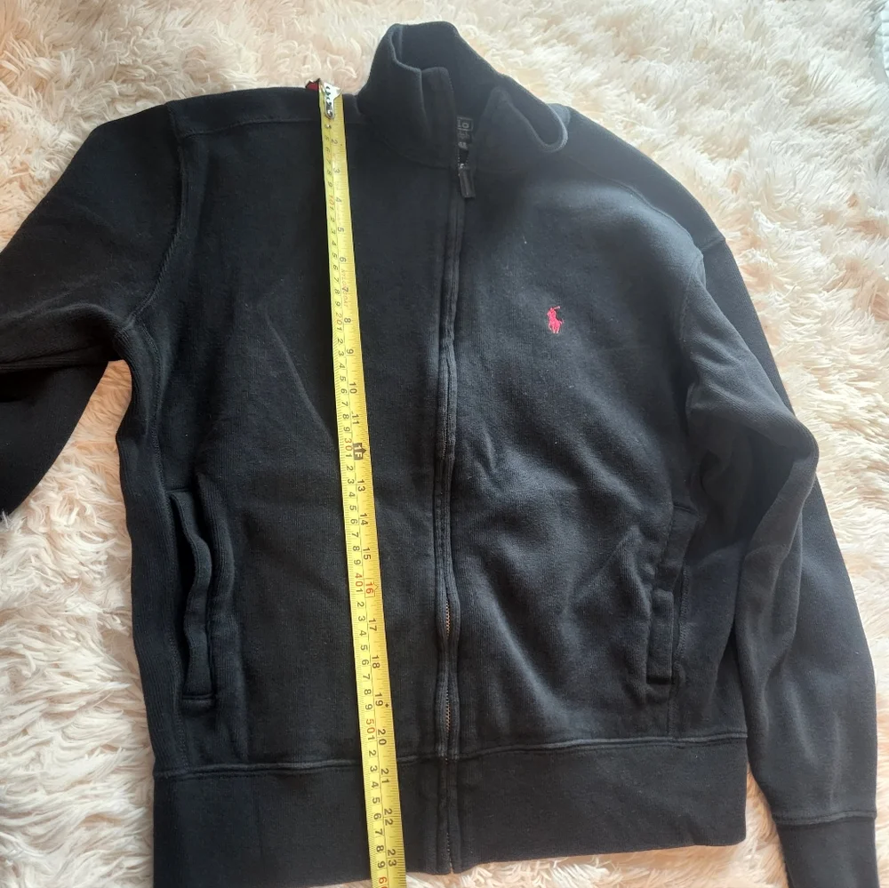 Black Zip-Up Jacket with Red Logo